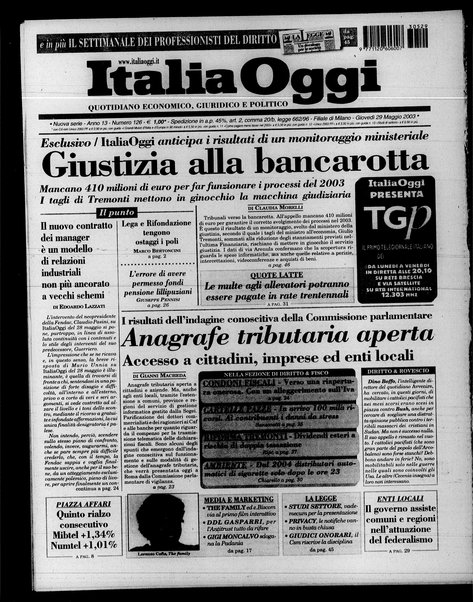 Italia oggi : quotidiano di economia finanza e politica